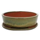 Bonsai bowl with saucer Gr. 5 - oval O1 - olive-brown - L...