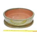 Bonsai bowl with saucer Gr. 5 - oval O1 - olive-brown - L 31cm - W 24cm - H 9cm