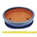 Bonsai-Schale mit Unterteller Gr. 5 - blau - oval O1 - L 31cm - B 24cm - H 9cm