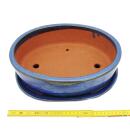 Bonsai bowl with saucer Gr. 5 - oval O1 - blue - L 31cm - W 24cm - H 9cm