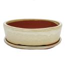 Bonsai bowl with saucer Gr. 5 - oval O1 - light beige - L...