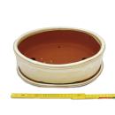 Bonsai-Schale mit Unterteller Gr. 5 - hellbeige - oval O1 - L 31cm - B 24cm - H 9cm