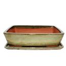 bol bonsaï avec soucoupe taille 5 -  rectangulaire g30 - brun olive - l 32cm - b 24,5cm - h 8cm