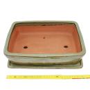 Bonsai bowl with saucer Gr. 5 - rectangular G30 - olive-brown - L 32cm - W 24,5cm - H 8cm