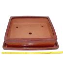Bonsai bowl - oversized - rectangular - red - L 41cm - W 33.5cm - H 11cm
