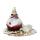 Waxed Amaryllis onion on birch disc, decorated in winter, Knights Star red