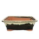 Bonsai pot - rectangular G93 - two-tone brown-beige -...
