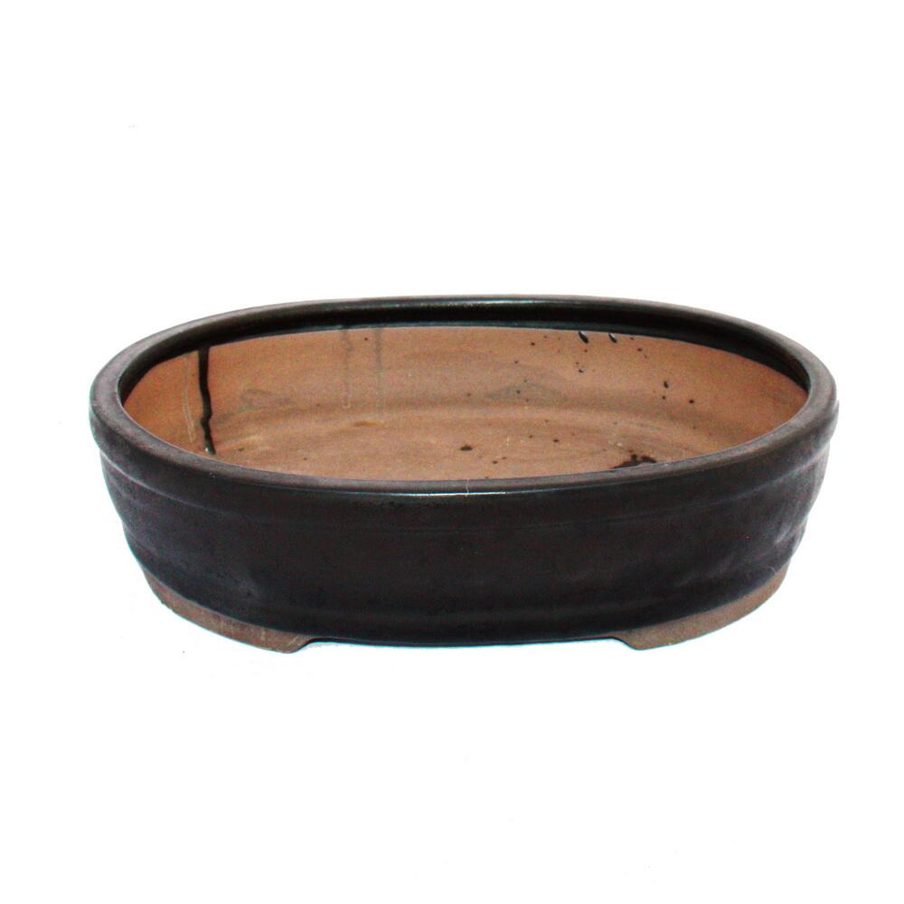 Bonsai-Schale - oval O7 - schwarz / anthrazit - L31cm x B24cm x H7,5c