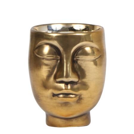 Übertopf "Face" - Form eines zarten harmonischen Gesichts - gold - passend für 9cm Töpfe