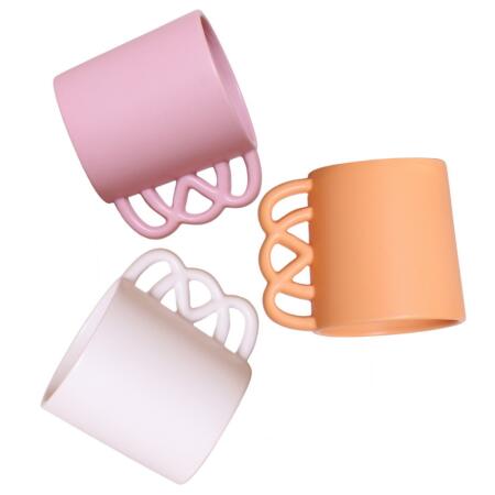 "Happy Mug" cachepot - happy coffee mug - cheerful ceramic suitable for 9cm pots - white, pink, orange