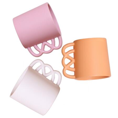 Übertopf Happy Mug glücklicher Kaffebecher fröhliche Keramik passend für 9cm Töpfe weiß-pink-orange