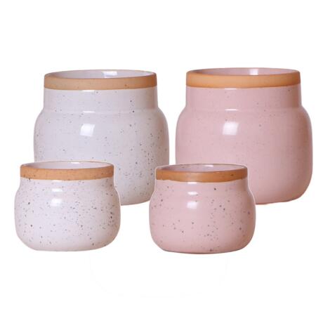 Cache-pot "Vintage Bowl" - céramique rose ou blanche - adapté aux pots de 6cm et 9cm