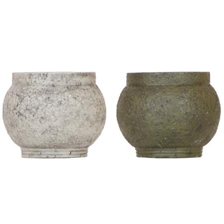 Cachepot set - Ancient Green - natural green - 2 ceramic pots in green and natural tones - suitable for 9cm pots