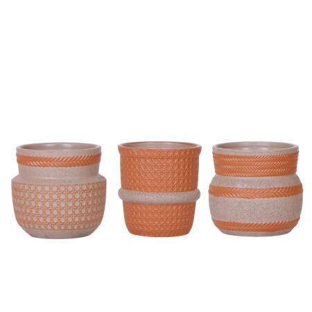 Trio de cache-pots "Terracotta Harmony" - 3 cache-pots au design harmonieux - adaptés aux pots de 6cm