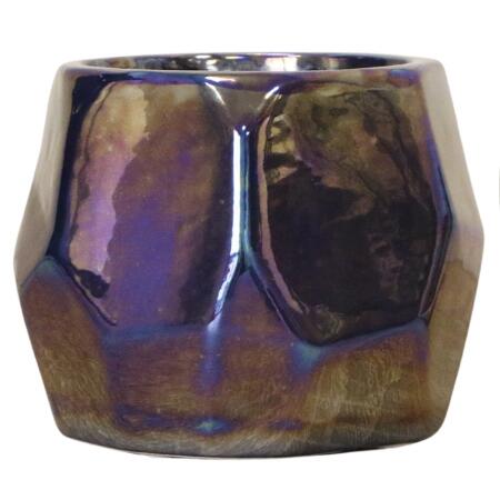 Pearl" planter - iridescent surface - suitable for 9cm pots - blue