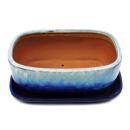 bonsai bowl with saucer size 4 - blue-beige - rectangular...