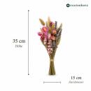 Bouquet de fleurs - Fleurs séchées - Fleurs des champs naturelles - Rose - 15cm de diamètre - 35cm de longueur