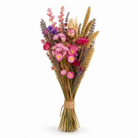 Bouquet - Dried Flowers - Natural Field Flowers - Pink - 25cm Diameter - 60cm Length
