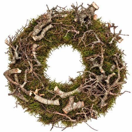 Natürlicher Kranz - Dekoartikel - ideal für Tür oder Adventskränze - Moos und Eichenholz - Durchmesser 30cm