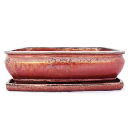 Bonsai cup and saucer Gr. 6 -Rot Copper -Gold - Square - L 36cm - B 28cm - H 10cm