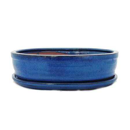 Bonsai cup and saucer Gr. 5 - blue - oval - model O7 - L 31cm - B 24cm - H 7,5 cm