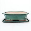 Bonsai cup and saucer Gr. 5 - Green - Square - Model G4 - L 31cm - B 23cm - H 9.5cm