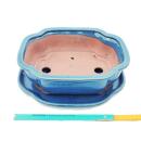 Bonsai cup and saucer Gr. 4 - blue - haitang/oval - model I4 - L 26cm - B 20.5cm - H 8.5cm