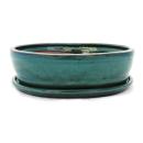 Bonsai-Schale mit Unterteller Gr. 4 - Grün - oval -...