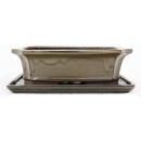 Bonsai cup and saucer Gr. 4 - Olive Brown - Square -...