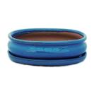 Bonsai cup and saucer Gr. 3 - blue - oval - model O47 - L 19cm - B 13.5cm - H 5cm