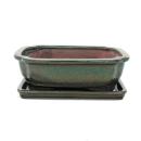 Bonsai cup and saucer Gr. 3 - Olive Brown - Square - Model G12 - L 18cm - B 14cm - H 5.5cm