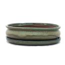 Bonsai cup and saucer Gr. 3 - olive brown - oval - model O47 - L 19cm - B 13,5cm - H 5cm