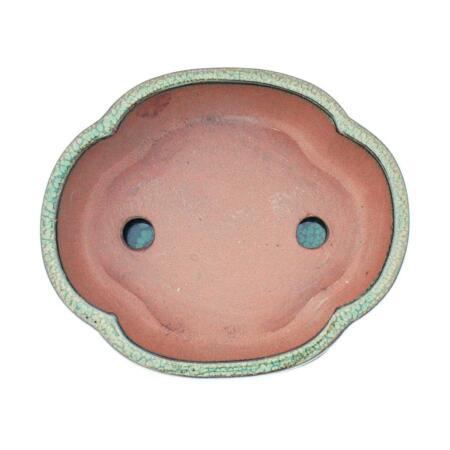 Pot à Bonsaï Bol Avec Soucoupe - Forme Haitang, Bleu - Dimensions 31,5 X 26 X 11 Cm - Yixing Chine
