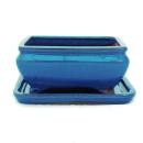 Bonsai cup and saucer Gr. 2 - blue - square - model G81 - L 14,5cm - B 11,3cm - H 6,6cm