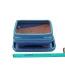 Bonsai-Schale mit Unterteller Gr. 2 - Blau - eckig - Modell G81 - L 14,5cm - B 11,3cm - H 6,6cm