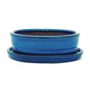 Bonsai cup and saucer Gr. 2 - blue oval - model O7 - L 15,5cm - B 12cm - H 4,5cm