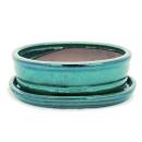 Bonsai cup and saucer Gr. 2 - green oval - model O7 - L 15,5cm - B 12cm - H 4,5cm
