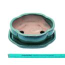 Bonsai cup and saucer Gr. 2 - green - haitang/oval - model I5 - L 14,5cm - B 12,5cm - H 5cm