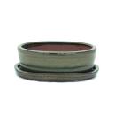 Bonsai cup and saucer Gr. 2 - olive brown - oval - model O7 - L 15,5cm - B 12cm - H 4,5cm