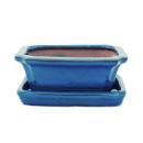 Bonsai cup and saucer Gr. 1 - blue - square - model G13 - L 12cm - W 9,5cm - H 4,5 cm