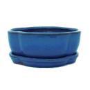 Bonsai bowl with base plate Gr. 1 - blue - haitang/oval -...