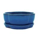 Bonsai bowl with base plate Gr. 1 - blue - haitang/oval - model I5 - L 12cm - W 9.5cm - H 4.5 cm