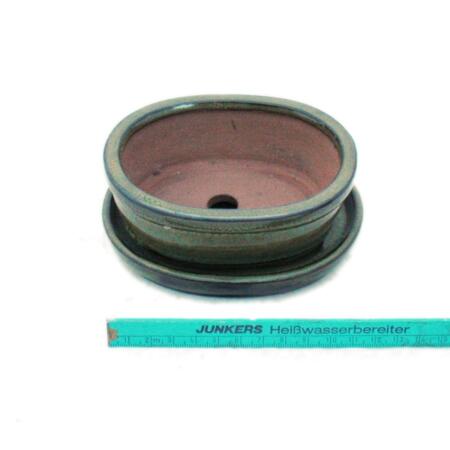 1 Modell O7 oval Oliv-Braun Bonsai-Schale mit Unterteller Gr